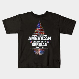 Christmas Tree  American Grown With Serbian Roots - Gift for Serbian From Serbia Kids T-Shirt